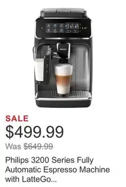 Costco Philips 3200 Series Fully Automatic Espresso Machine with LatteGo Milk Frother offer