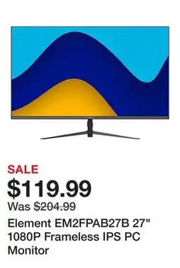 Office Depot Element EM2FPAB27B 27 1080P Frameless IPS PC Monitor offer