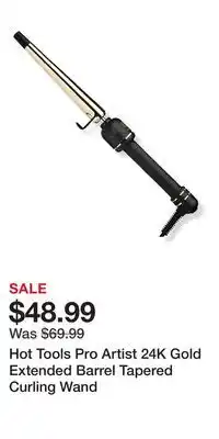 Ulta Beauty Hot Tools Pro Artist 24K Gold Extended Barrel Tapered Curling Wand offer