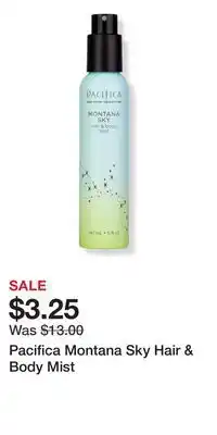 Ulta Beauty Pacifica Montana Sky Hair & Body Mist offer