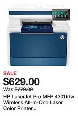 Office Depot HP LaserJet Pro MFP 4301fdw Wireless All-In-One Laser Color Printer (4RA82F) offer