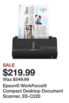 Office Depot Epson WorkForce Compact Desktop Document Scanner, ES-C220 offer