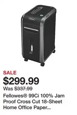 Office Depot Fellowes 99Ci 100% Jam Proof Cross Cut 18-Sheet Home Office Paper Shredder with SafeSense , Black offer