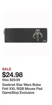 Game Stop Geeknet Star Wars Boba Fett XXL RGB Mouse Pad GameStop Exclusive offer