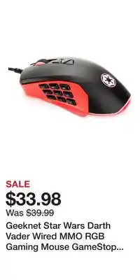 Game Stop Geeknet Star Wars Darth Vader Wired MMO RGB Gaming Mouse GameStop Exclusive offer