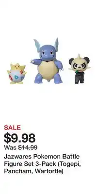 Game Stop Jazwares Pokemon Battle Figure Set 3-Pack (Togepi, Pancham, Wartortle) offer