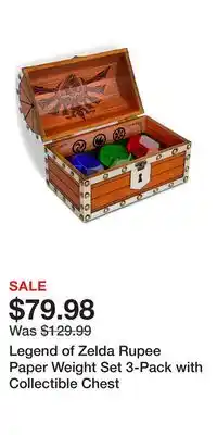 Game Stop Legend of Zelda Rupee Paper Weight Set 3-Pack with Collectible Chest offer