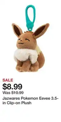 Game Stop Jazwares Pokemon Eevee 3.5-in Clip-on Plush offer