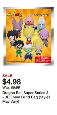 Game Stop Dragon Ball Super Series 3 - 3D Foam Blind Bag (Styles May Vary) offer