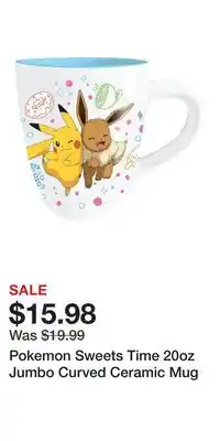 Game Stop Pokemon Sweets Time 20oz Jumbo Curved Ceramic Mug offer