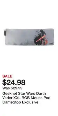 Game Stop Geeknet Star Wars Darth Vader XXL RGB Mouse Pad GameStop Exclusive offer