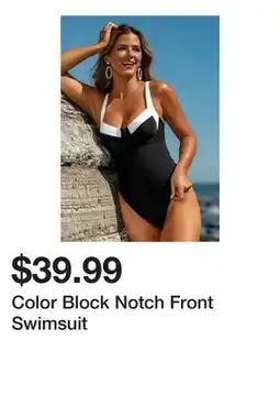 Belk Color Block Notch Front Swimsuit offer