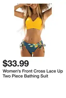 Belk Women's Front Cross Lace Up Two Piece Bathing Suit offer