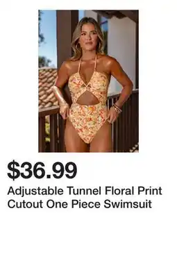 Belk Adjustable Tunnel Floral Print Cutout One Piece Swimsuit offer