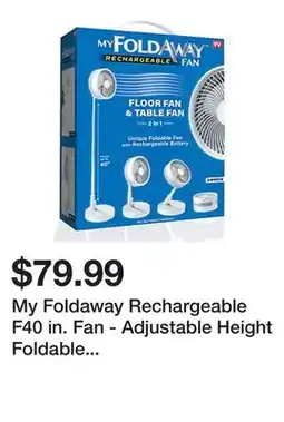Belk My Foldaway Rechargeable F40 in. Fan - Adjustable Height Foldable and Portable offer