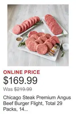 Costco Chicago Steak Premium Angus Beef Burger Flight, Total 29 Packs, 14 Lbs. Total offer