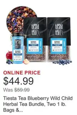 Costco Tiesta Tea Blueberry Wild Child Herbal Tea Bundle, Two 1 lb. Bags & 5.5 oz Tin offer