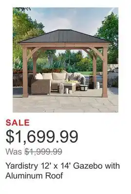 Costco Yardistry 12' x 14' Gazebo with Aluminum Roof offer