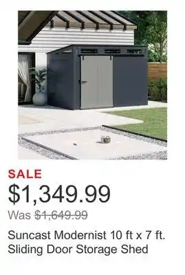 Costco Suncast Modernist 10 ft x 7 ft. Sliding Door Storage Shed offer