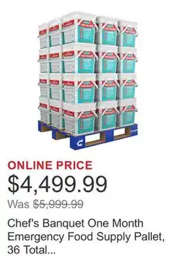 Costco Chef's Banquet One Month Emergency Food Supply Pallet, 36 Total Kits (13,680 Total Servings) offer