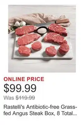 Costco Rastelli's Antibiotic-free Grass-fed Angus Steak Box, 8 Total Packs, 3.875lbs Total offer