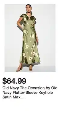 Old Navy Old Navy The Occasion by Old Navy Flutter-Sleeve Keyhole Satin Maxi Dress offer