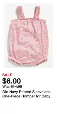Old Navy Old Navy Printed Sleeveless One-Piece Romper for Baby offer