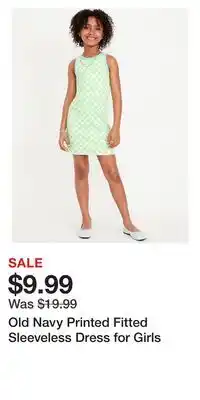 Old Navy Old Navy Printed Fitted Sleeveless Dress for Girls offer