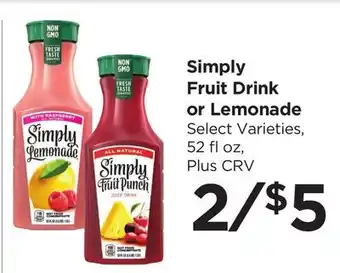 Food 4 Less Simply Fruit Drink or Lemonade offer