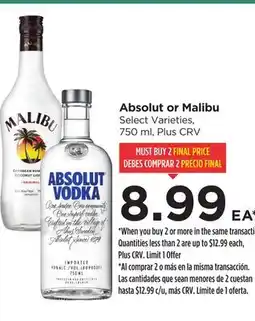 Food 4 Less Absolut or Malibu offer