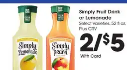 Ralphs Simply Fruit Drink or Lemonade offer