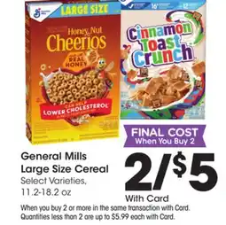 Ralphs General Mills Large Size Cereal offer