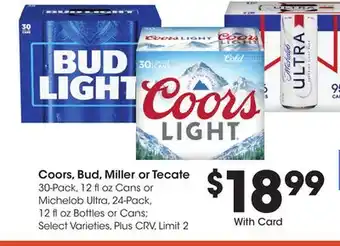 Ralphs Coors, Bud, Miller or Tecate offer