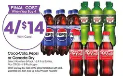 Ralphs Coca-Cola, Pepsi or Canada Dry offer