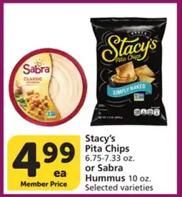 Vons Stacy's Pita Chips 6.75-7.33 oz. or Sabra Hummus 10 oz offer
