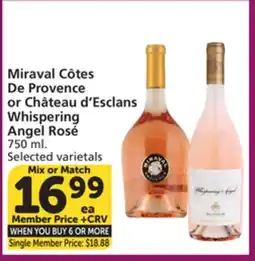 Vons Miraval Côtes De Provence or Château d'Esclans Whispering Angel Rosé offer
