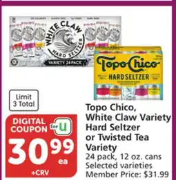 Vons Topo Chico, White Claw Variety Hard Seltzer or Twisted Tea Variety offer
