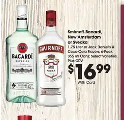 Ralphs Smirnoff, Bacardi, New Amsterdam or Svedka offer