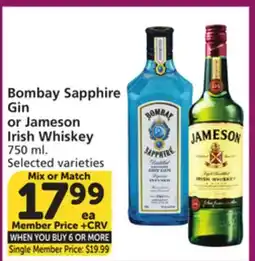 Vons Bombay Sapphire Gin or Jameson Irish Whiskey offer