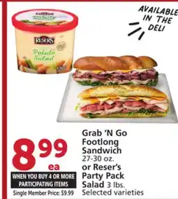 Albertsons Grab'N Go Footlong Sandwich 27-30 oz. or Reser's Party Pack Salad 3 lbs offer