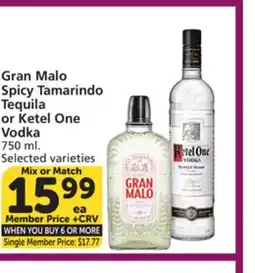 Albertsons Gran Malo Spicy Tamarindo Tequila or Ketel One Vodka offer