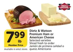 Albertsons Dietz & Watson Premium Ham or American Cheese offer