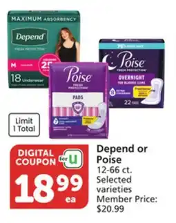 Albertsons Depend or Poise offer