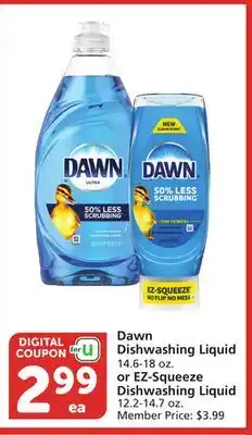 Albertsons Dawn Dishwashing Liquid 14.6-18 oz. or EZ-Squeeze Dishwashing Liquid 12.2-14.7 oz offer