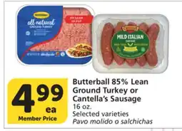 Albertsons Butterball 85% Lean Ground Turkey or Cantella's Sausage offer