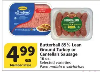 Albertsons Butterball 85% Lean Ground Turkey or Cantella's Sausage offer