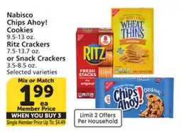 Albertsons Nabisco Chips Ahoy! Cookies 9.5-13 oz. Ritz Crackers 7.5-13.7 oz. or Snack Crackers 3.5-8.5 oz offer