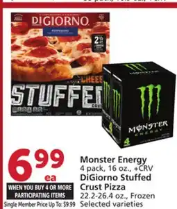 Albertsons Monster Energy 4 pack, 16 oz., DiGiorno Stuffed Crust Pizza 22.2-26.4 oz offer