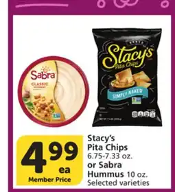 Albertsons Stacy's Pita Chips 6.75-7.33 oz. or Sabra Hummus 10 oz offer