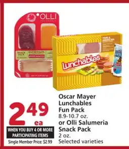 Albertsons Oscar Mayer Lunchables Fun Pack 8.9-10.7 oz. or Olli Salumeria Snack Pack 2 oz offer